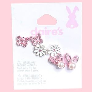 Claire’s Spring Easter Earrings Trio | NEW | Butterfly, Bunny Rabbit, Daisies